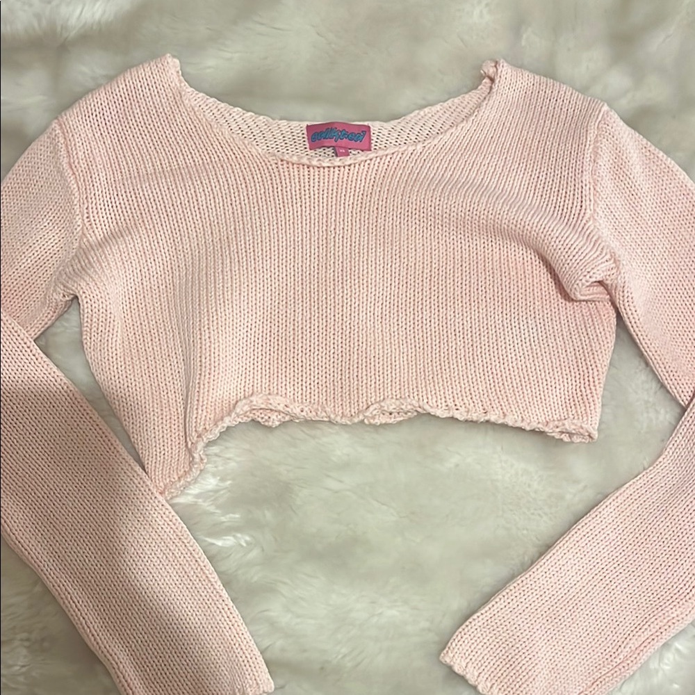 Edikted Light Pink Cropped Sweater